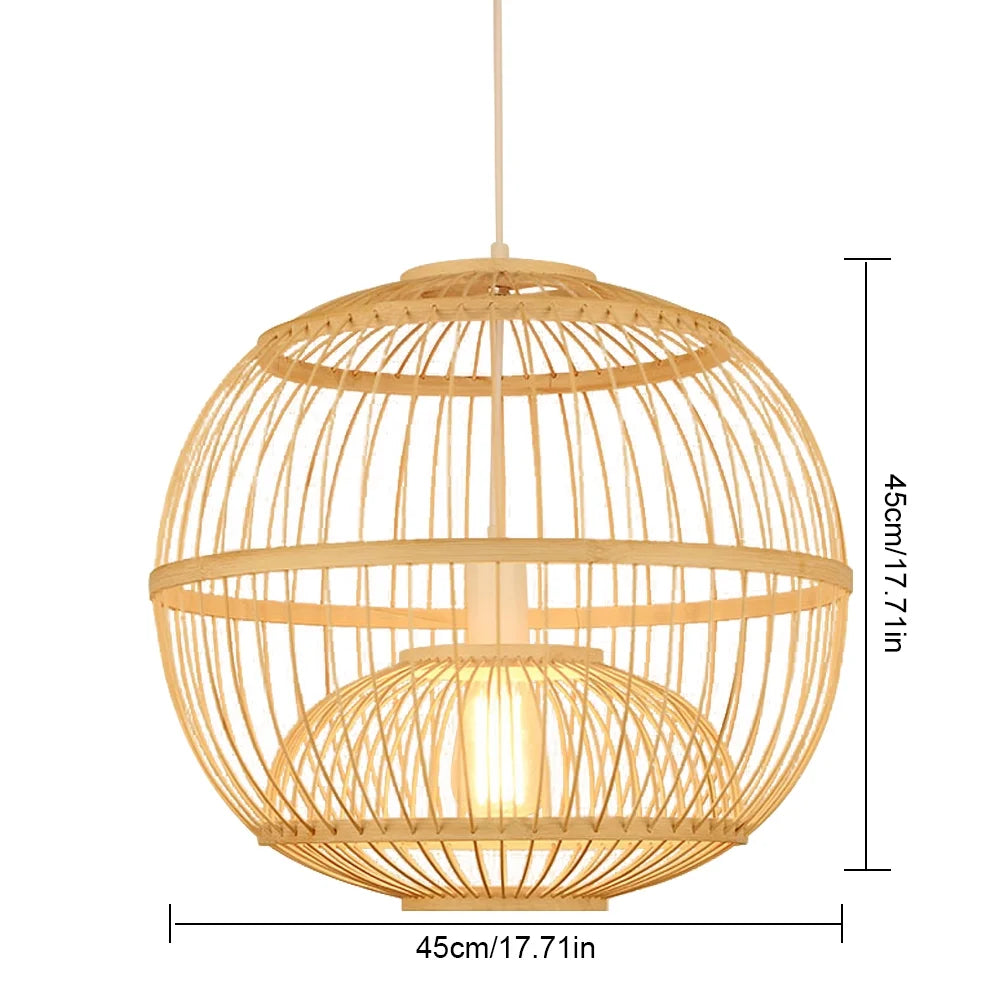 Arturesthome 1-Lights Bamboo Handmade Globe Hanging Light Lampshade Decor for Kitchen Island E26/27