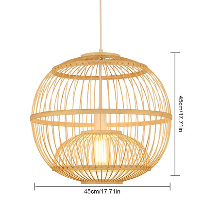 Arturesthome 1-Lights Bamboo Handmade Globe Hanging Light Lampshade Decor for Kitchen Island E26/27