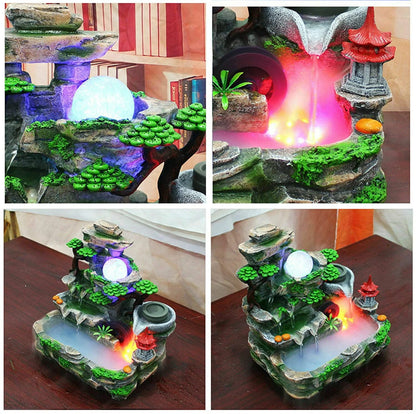 ANQIDI Indoor Water Fountain W/Led And Mist Resin Rockery Waterfall home decoration