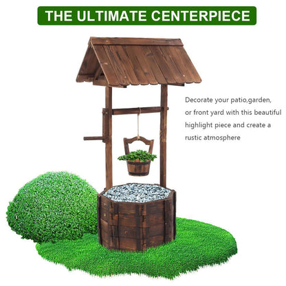 Zimtown Wooden Flowerpot Outdoor Reinforced And Anticorrosive Wooden Wishing Well Flowerpot