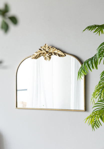 A& B Home Arched Gold Wall Mirror with Leaf Accent 39.6" x 2" x 35"
