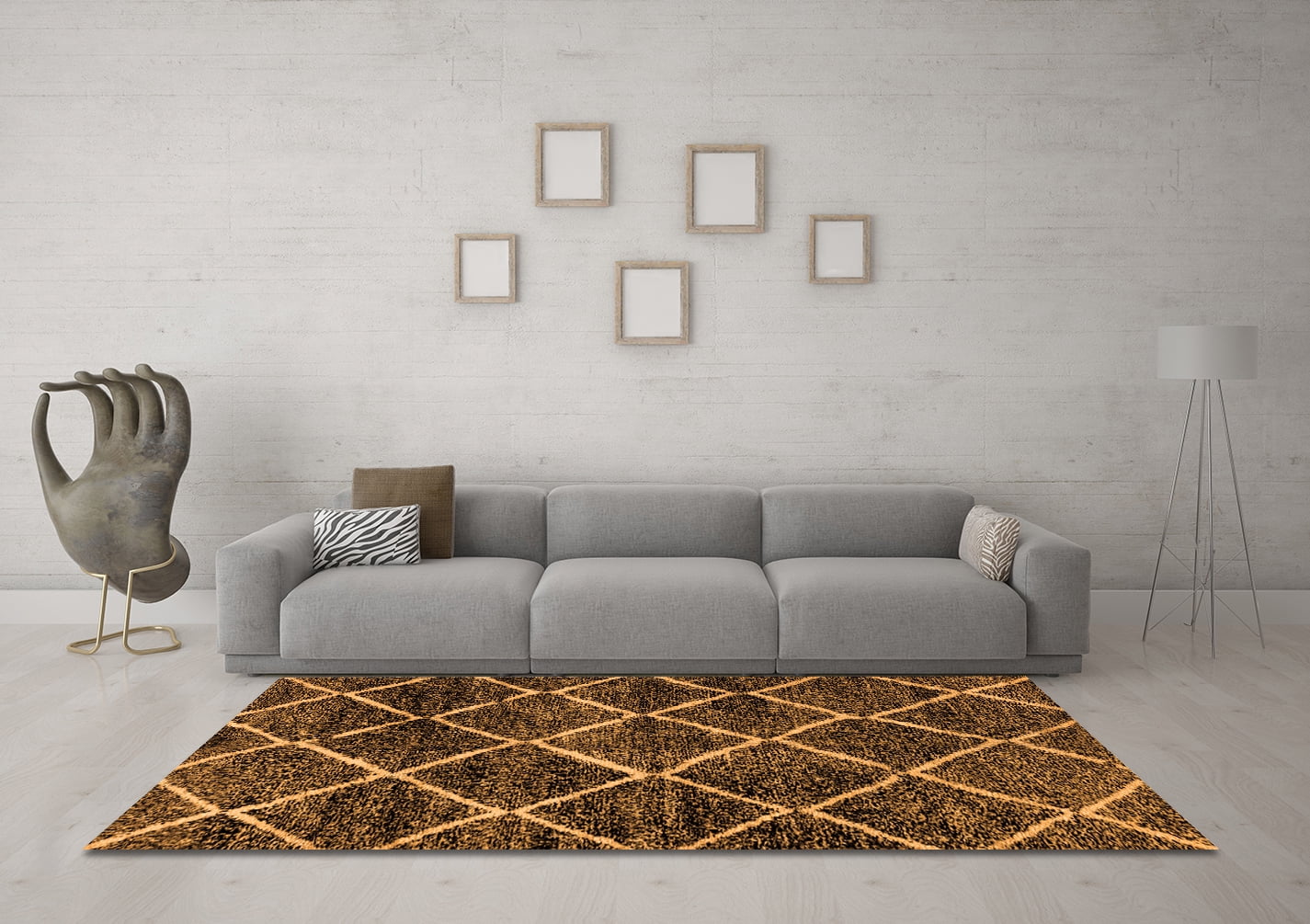 Ahgly Company Indoor Rectangle Abstract Orange Modern Area Rugs, 2' x 3'