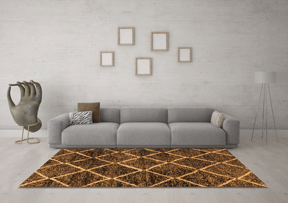 Ahgly Company Indoor Rectangle Abstract Orange Modern Area Rugs, 2' x 3'