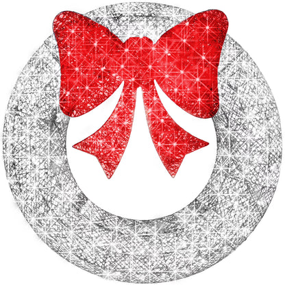 Best Choice Products 60in Pre-Lit Outdoor Christmas Wreath, LED Metal Holiday Decor w/206 Lights, Bow - Green/Red