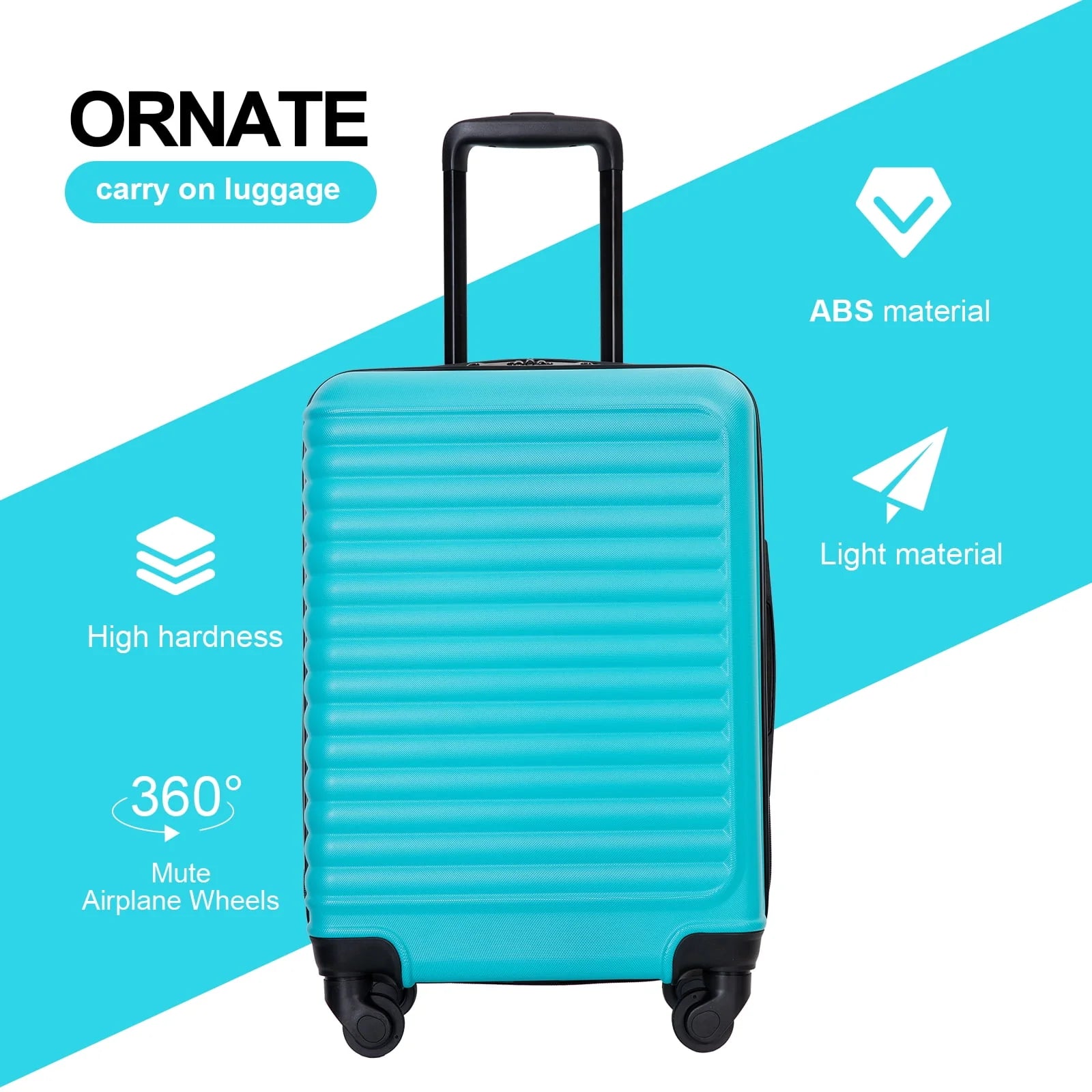 Travelhouse Underseat Hardshell Carry On Luggage 20" Lightweight Hardside Suitcase With Silent Spinner Wheels.(Light Blue)