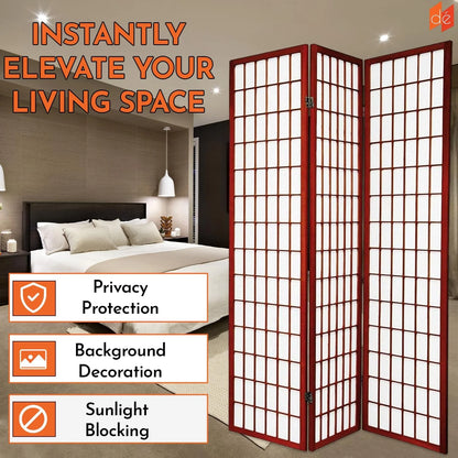 Legacy Decor Japanese Oriental 5 Panel Room Divider, 71" Tall, Black Color, Freestanding