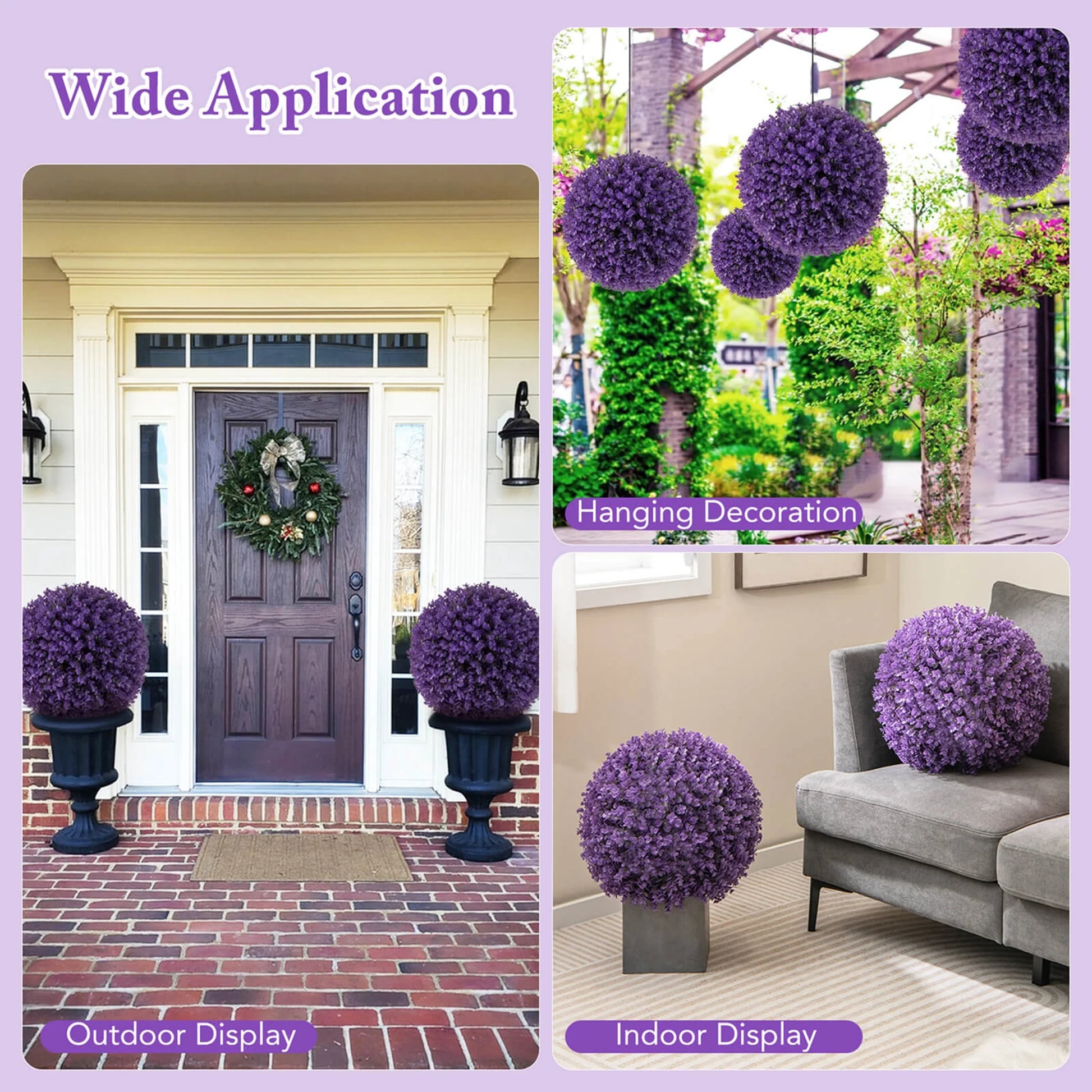 Costway 2 PCS Artificial Plant Topiary Balls with7 Layers Leaves UV Protected for Garden