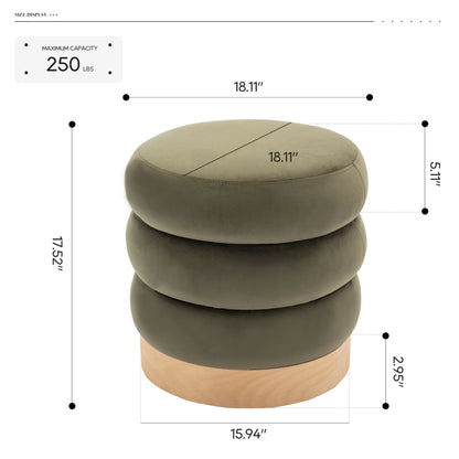 COLAMY Velvet Tufted Ottoman Footstool, Versatile Round Pouf and Side Table - Green