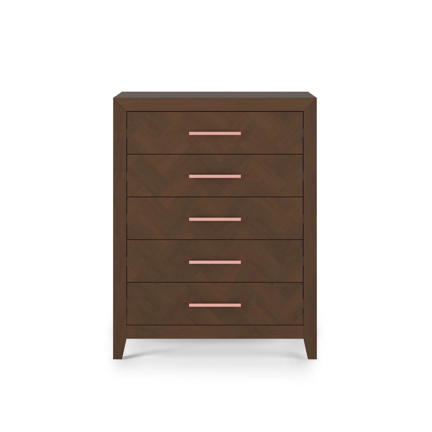 Child Craft Kieran 39" Interlocking 5-Drawer Chest for Nursery or Bedroom, Anti-Tip Kit, Herringbone Design, Crescent Gray