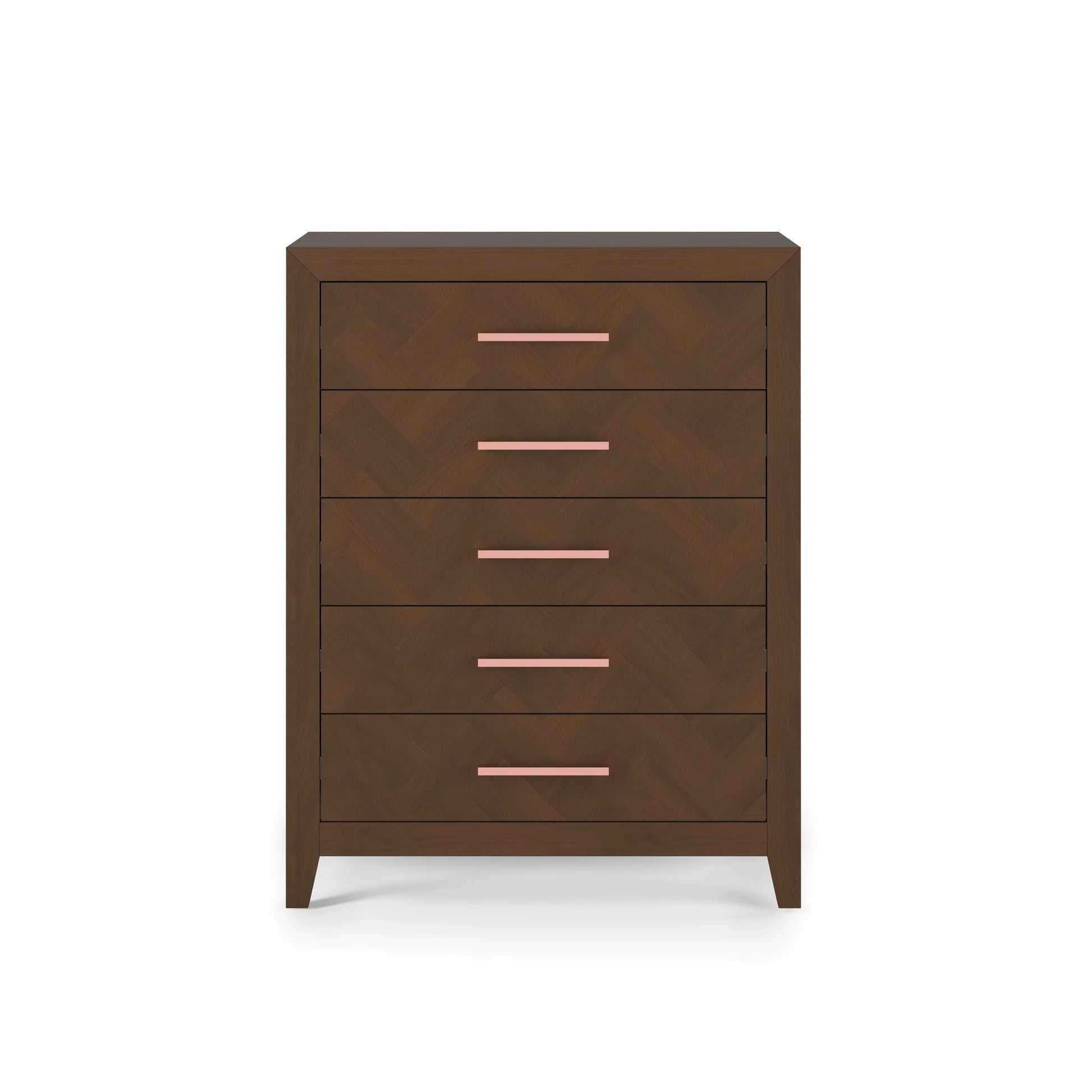 Child Craft Kieran 39" Interlocking 5-Drawer Chest for Nursery or Bedroom, Anti-Tip Kit, Herringbone Design, Crescent Gray