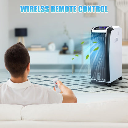 Giantex Evaporative Cooler, Portable 4-in-1 Cooler w/Humidifier & Anion, Bladeless Electric Fan for Home Office