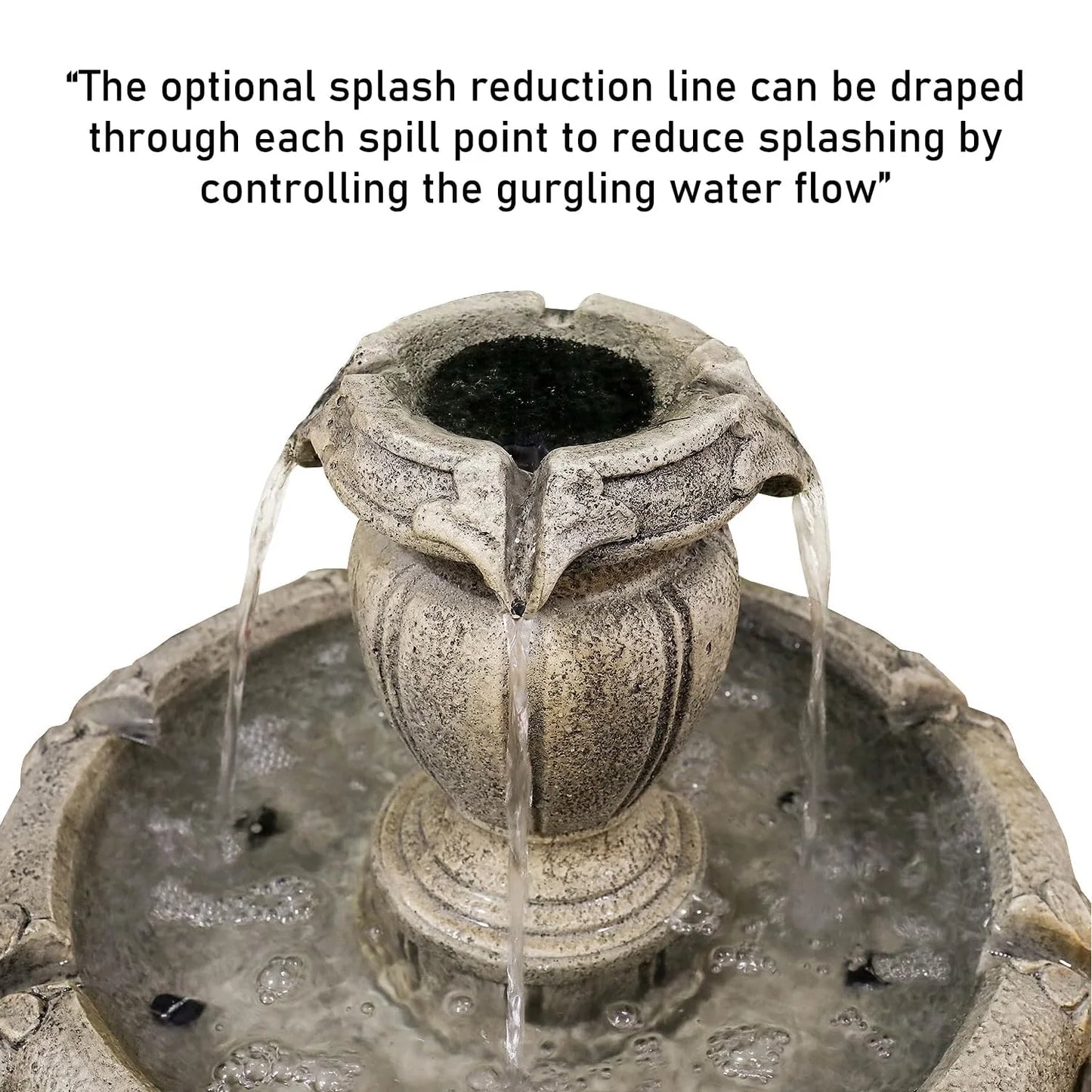 48°?H Outdoor Floor Water Fountain, 3-Tiers Concrete Water Fountain with Submersible Electric Pump - Garden Cascading Waterfall for Yard Patio Lawn Home Decor