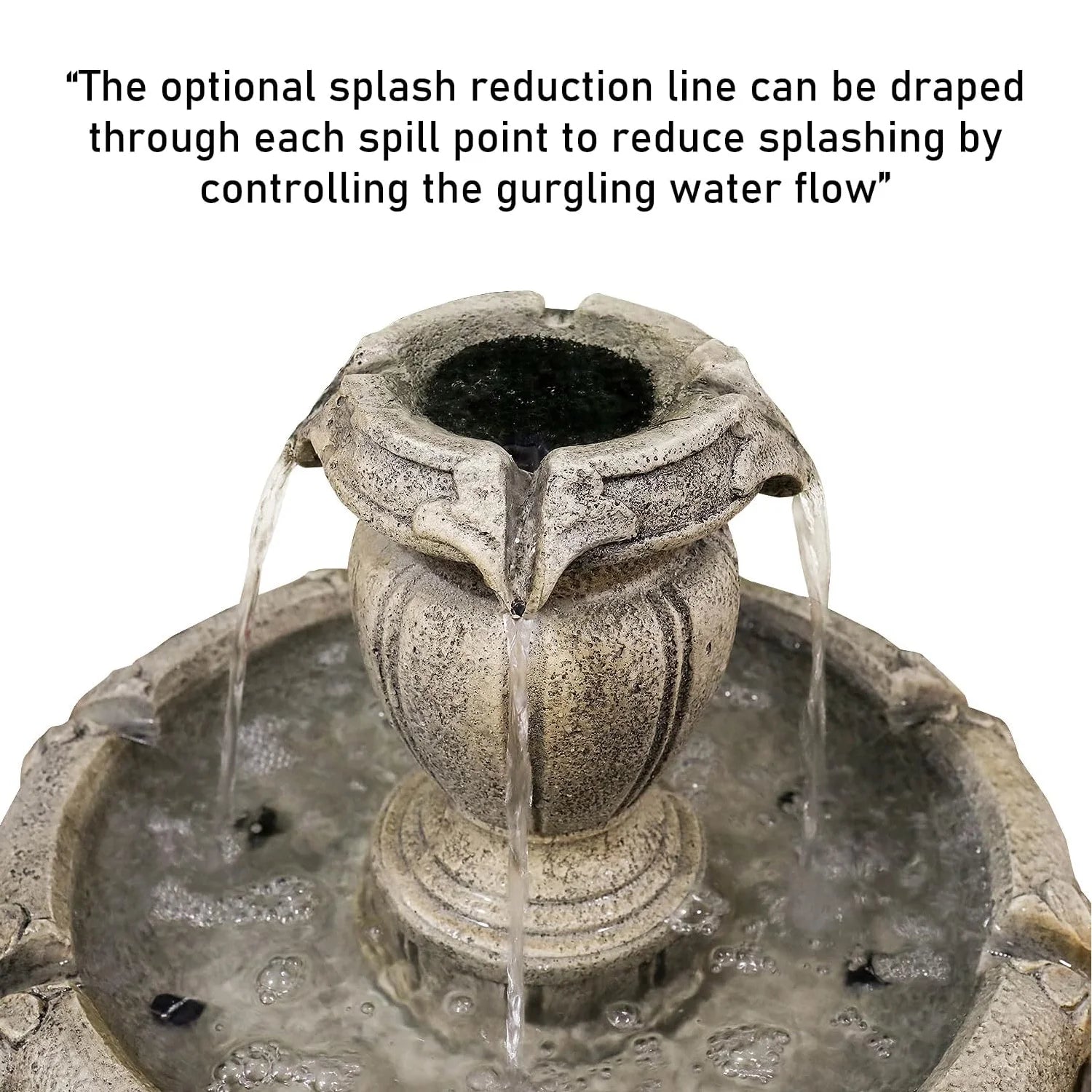 48°?H Outdoor Floor Water Fountain, 3-Tiers Concrete Water Fountain with Submersible Electric Pump - Garden Cascading Waterfall for Yard Patio Lawn Home Decor