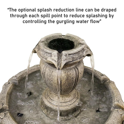 48°?H Outdoor Floor Water Fountain, 3-Tiers Concrete Water Fountain with Submersible Electric Pump - Garden Cascading Waterfall for Yard Patio Lawn Home Decor