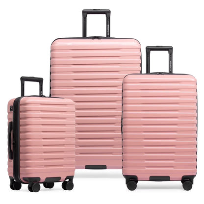 U.S. Traveler Boren Hardside Rugged Spinner Luggage Set w/USB Port, Navy, 3-Piece (22/26/30)