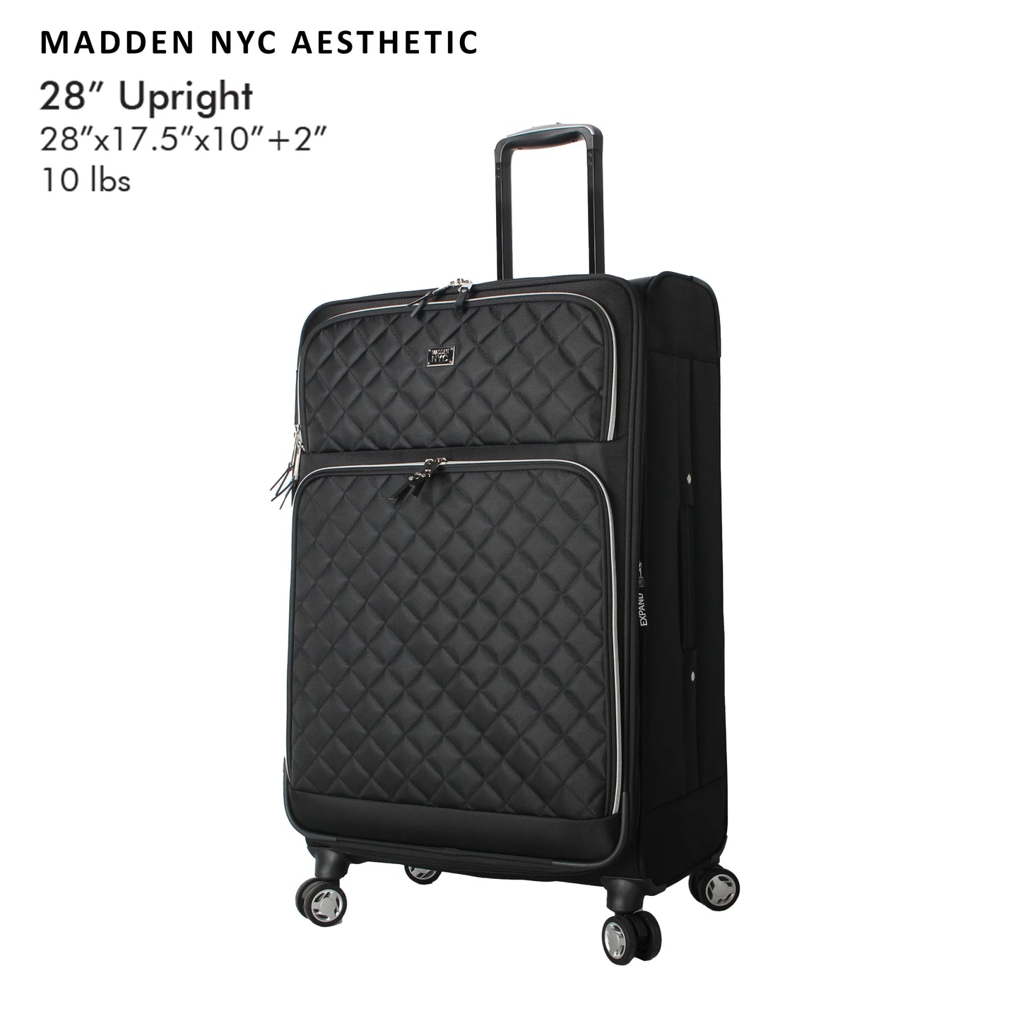 MADDEN NYC, Aesthetic Soft Side 28" Expandable Checked Luggage, Black