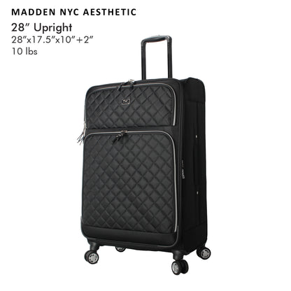 MADDEN NYC, Aesthetic Soft Side 28" Expandable Checked Luggage, Black