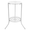 2 Tier Metal Plant Stand, Round Plant Shelf Flower Pot Rack Modern Planter Holder for Garden Patio Indoor Outdoor Black White