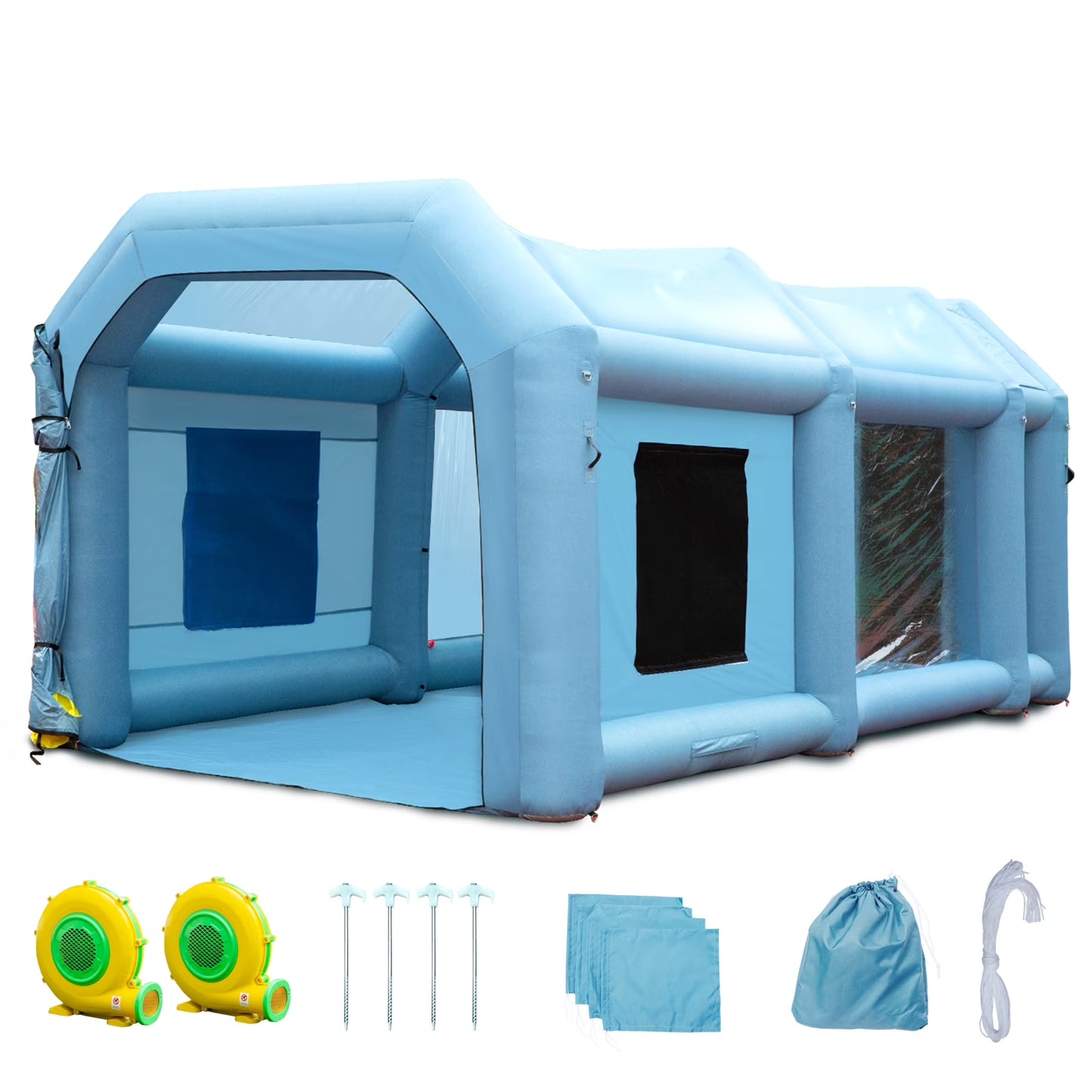 KFFKFF Elastic Spraying Room 20X10X8 Far Elastic Spray Painting Room Car Spitting Tent and 480W+750W Filter System Filter Flower Filter