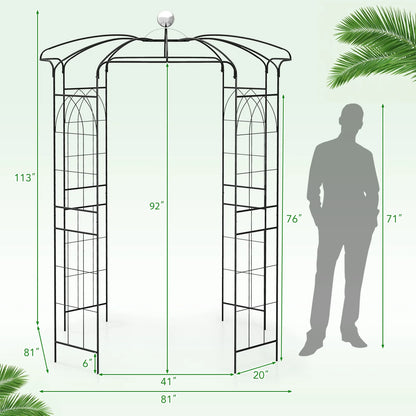Topbuy Birdcage Shape Garden Arch 9.4 x 6.8FT Heavy Duty Arch Trellis with Hanging Hook for Climbing Plants