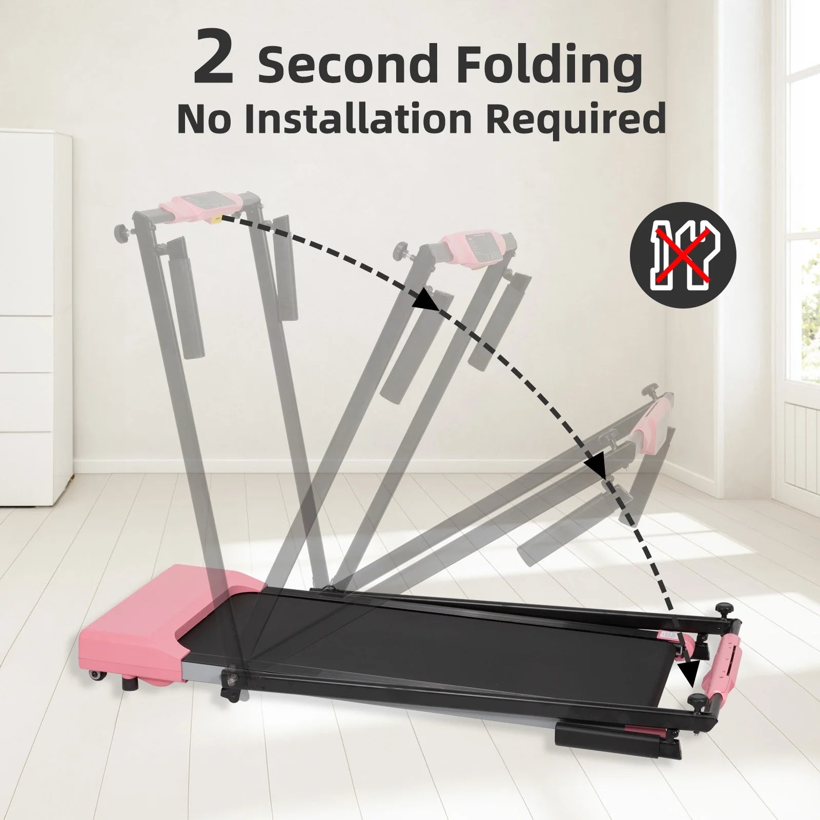 Ambifirner Portable Folding Treadmill, 3.0 HP Foldable Compact Treadmill for Home Office with 300 LBS Capacity For Walking & Running