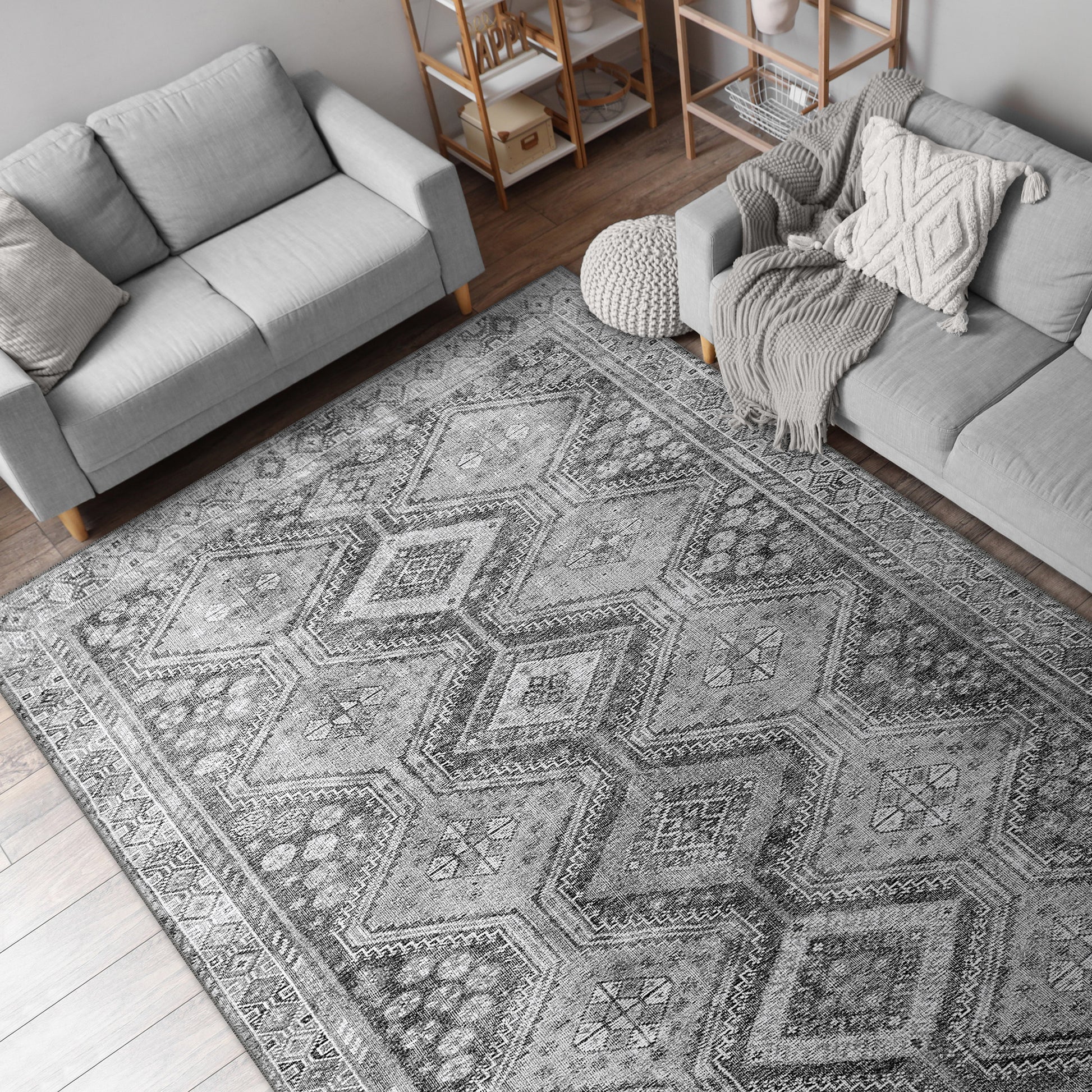 Apache Chenille Area Rug, Theodora Gray, 6' x 9'
