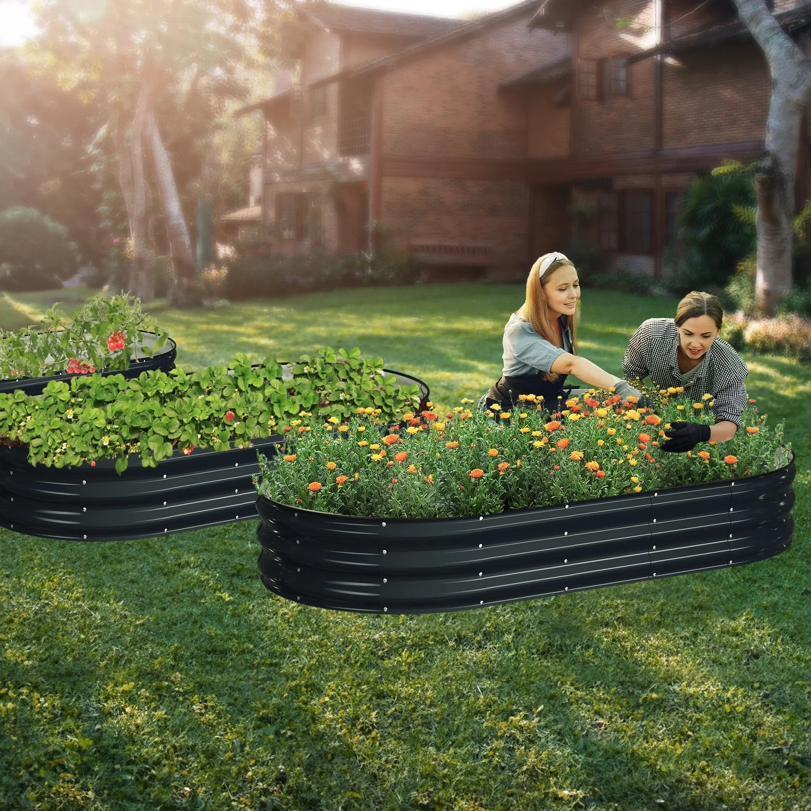 Raised Garden Bed, 6x3x1 ft Galvanized Garden Planter Boxes Outdoor for Vegetables, Fruits, Flower - Gray
