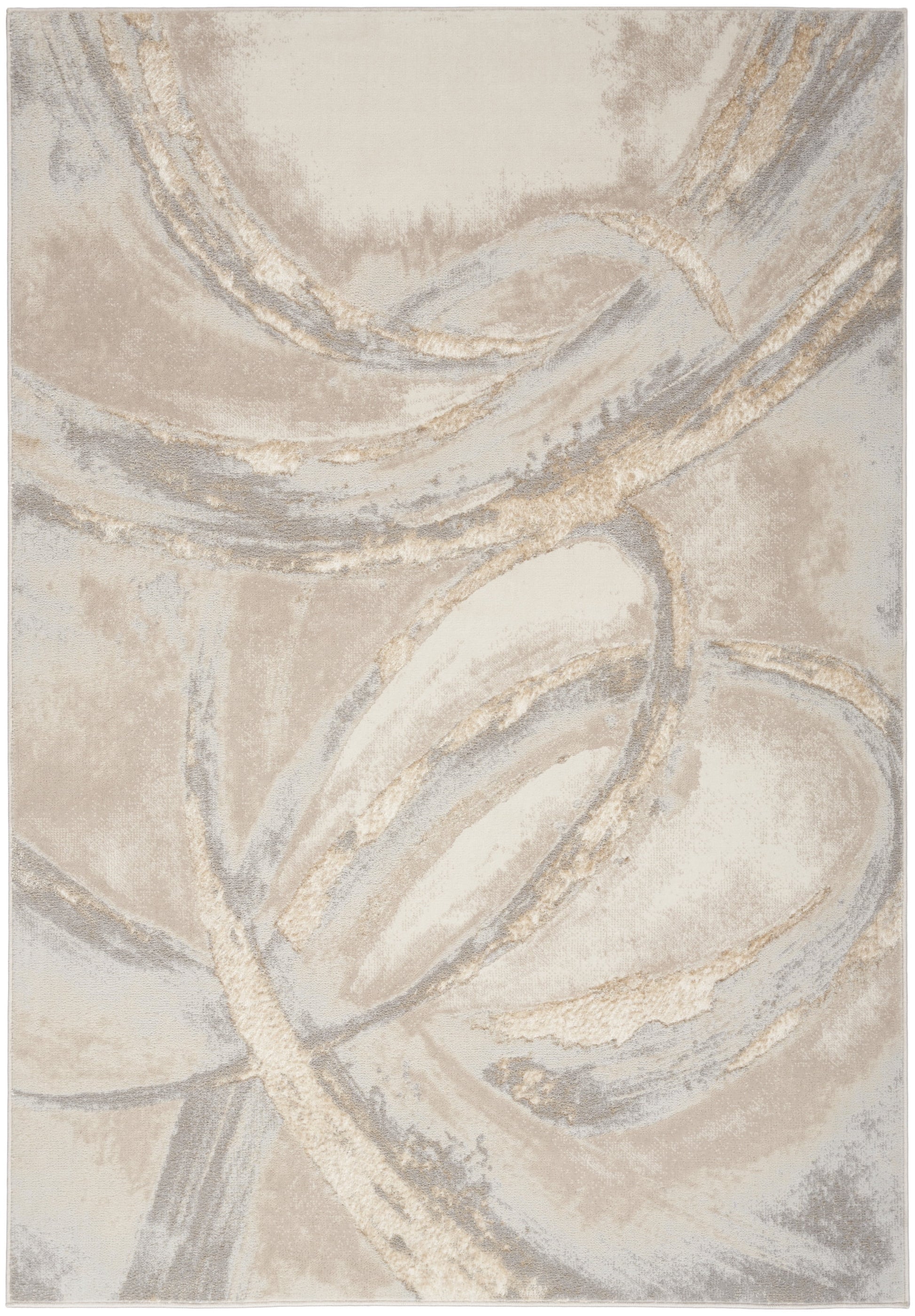 Inspire Me! Home Decor Brushstrokes Abstract Beige/Grey 5'3" x 7'3" Area Rug (5x7)