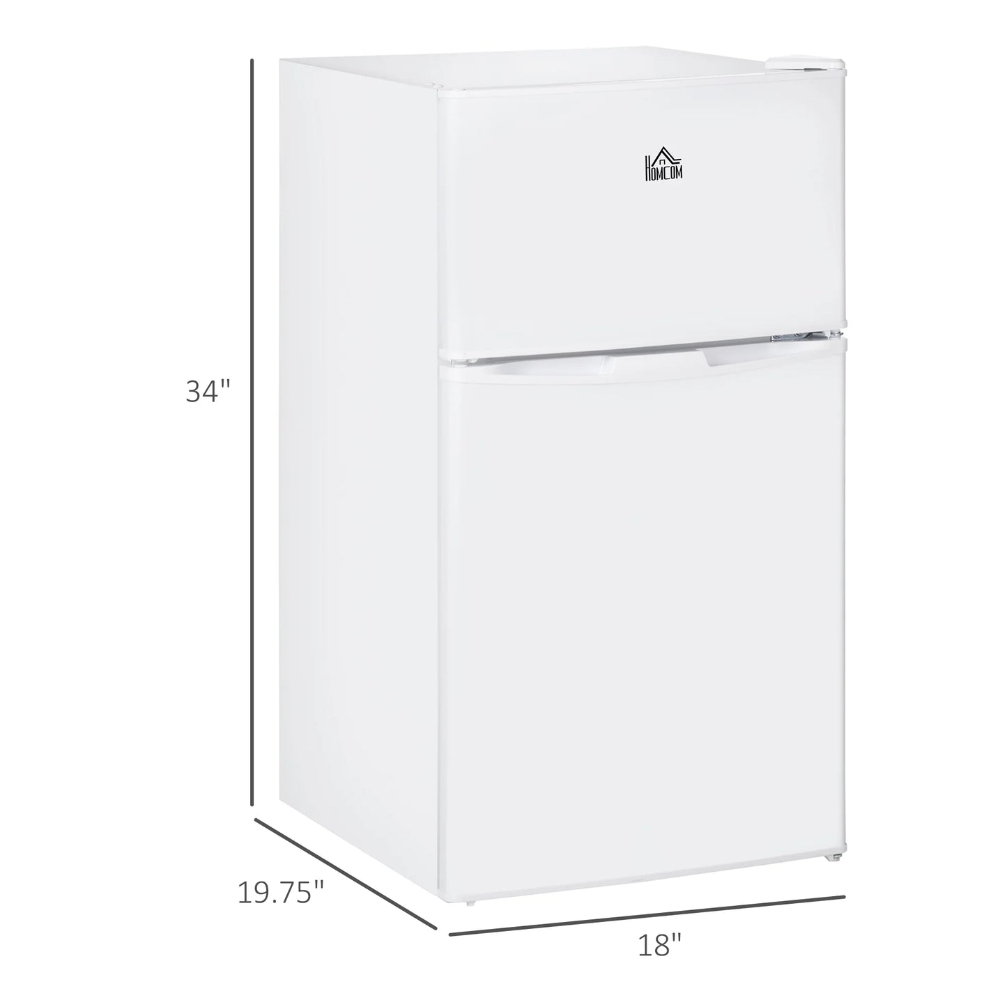 Harper & Bright Designs Double Door Mini Fridge with Freezer, 3.2 Cu.Ft Compact Refrigerator with Adjustable Shelf, Adjustable Thermostat and Reversible Door for Bedroom, Dorm, Home Office, White