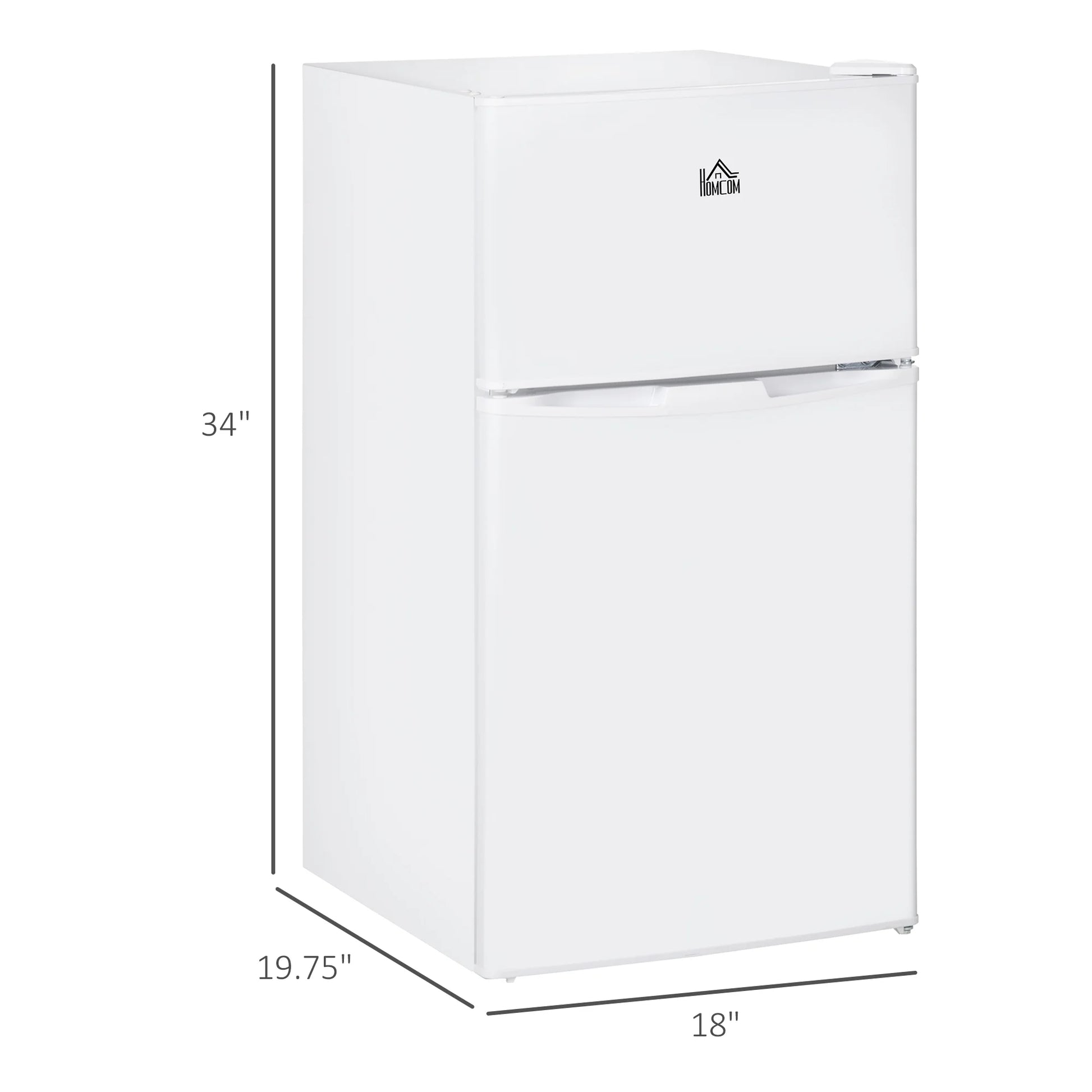 Harper & Bright Designs Double Door Mini Fridge with Freezer, 3.2 Cu.Ft Compact Refrigerator with Adjustable Shelf, Adjustable Thermostat and Reversible Door for Bedroom, Dorm, Home Office, White