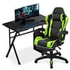 MoNiBloom Portable Standing Laptop Table with Host Rack and Ergonomic Gaming Chair with Footrest Recliner for Home Office
