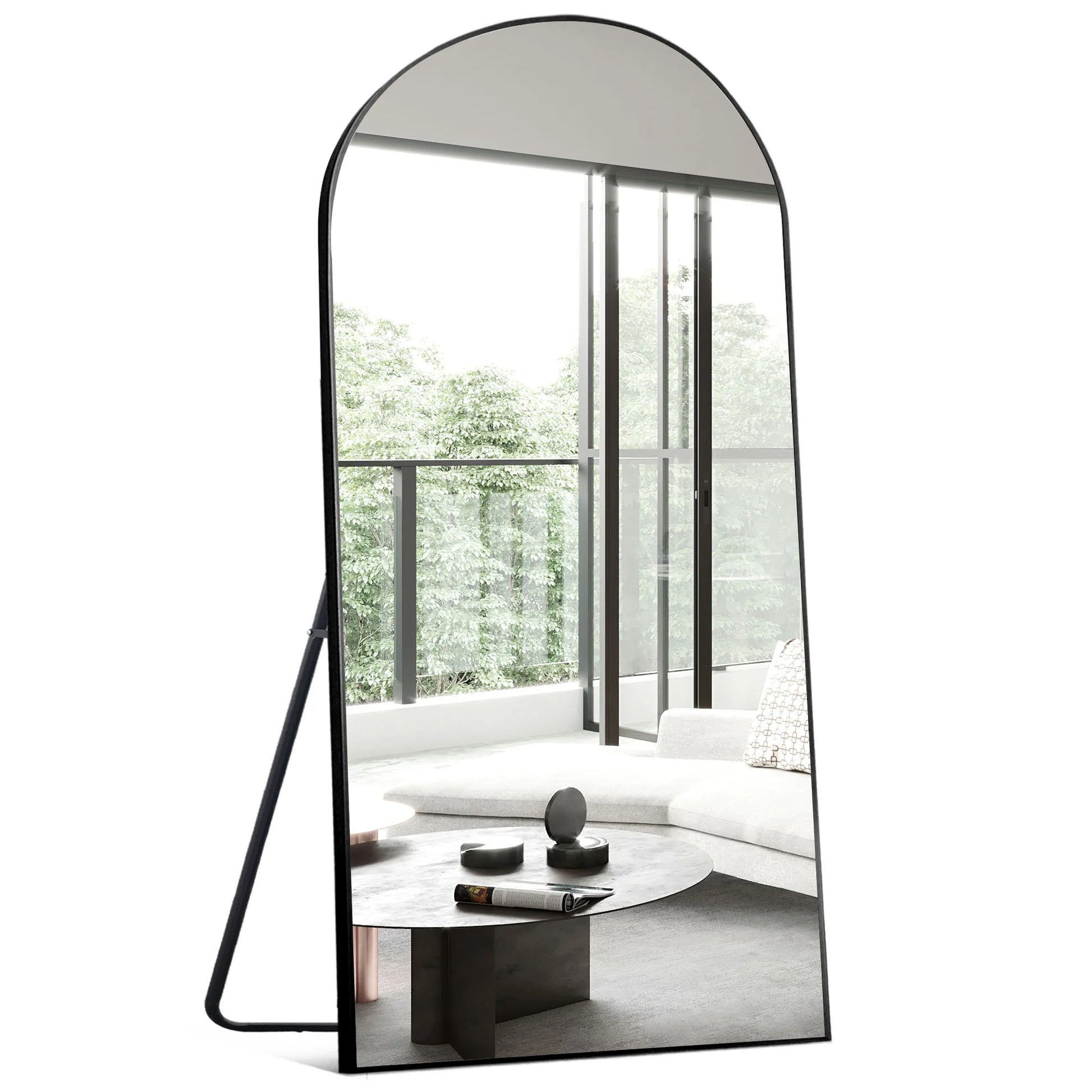 MAYEERTY 71"x32" Modern Aluminum Alloy Arch Full Length Floor Mirror Full Oversize Mirror,Black