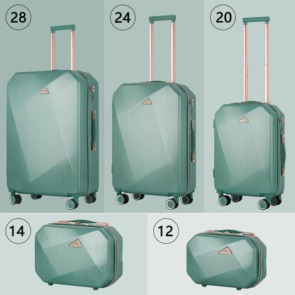 5PCS Travel Luggage Set with Makeup Case, Mint Green
