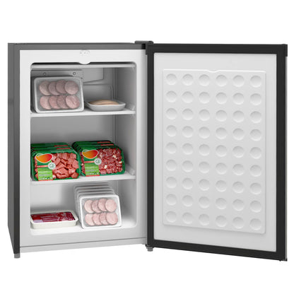 Upright Freezer, 3.0 Cubic Feet Compact Mini Freezer with Reversible Single Door and Adjustable Thermostat, Small freezer for Home, Dorm, Apartment, Home Office, Silver