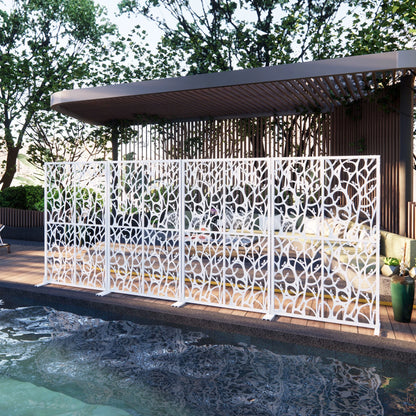 Metal Privacy Screen W3.8Ft X H6Ft Elegant White Bird Shape Outdoor Indoor Room Divider Easy To Assemble Portable Solution For Balcony Garden Patio And Living Room Privacy Needs