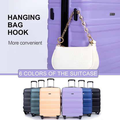 Tripcomp Hardshell Luggage Set 3-Piece Set (21/25/29) Lightweight Suitcase 4-Wheeled Travel Case(Purple)