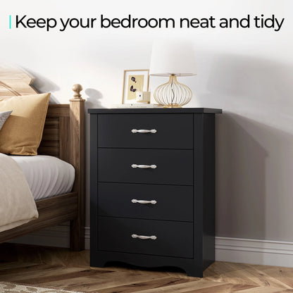 LINSY HOME Dressers for Bedroom, 4 Drawers Chest, Nursery Dresser Organizer, Tall Dresser Chest of Drawers - Black
