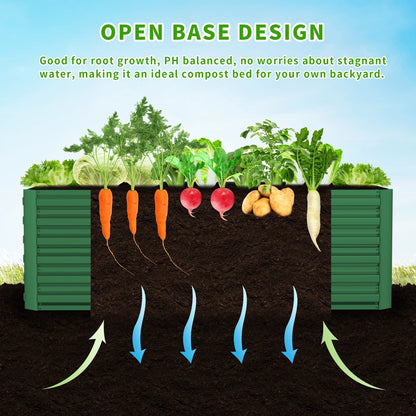 Outdoor Metal Raised Garden Bed,8x4x2ft Planter Box for Vegetables,Flowers,Herbs w/478 Gallon Capacity,Black