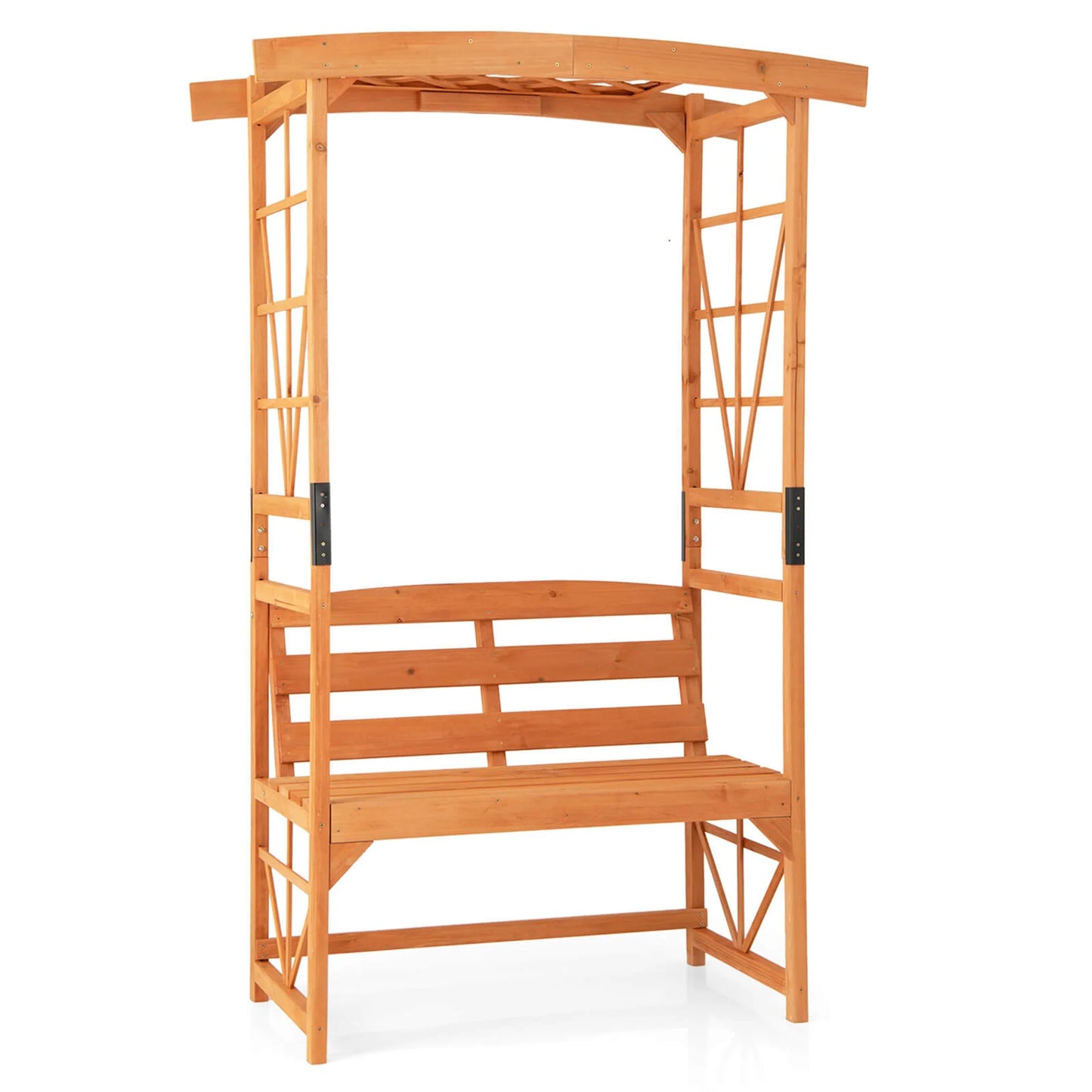 Patio Garden Arbor with Pergola Bench 2 Trellises for Climbing Plants Vines Grapes
