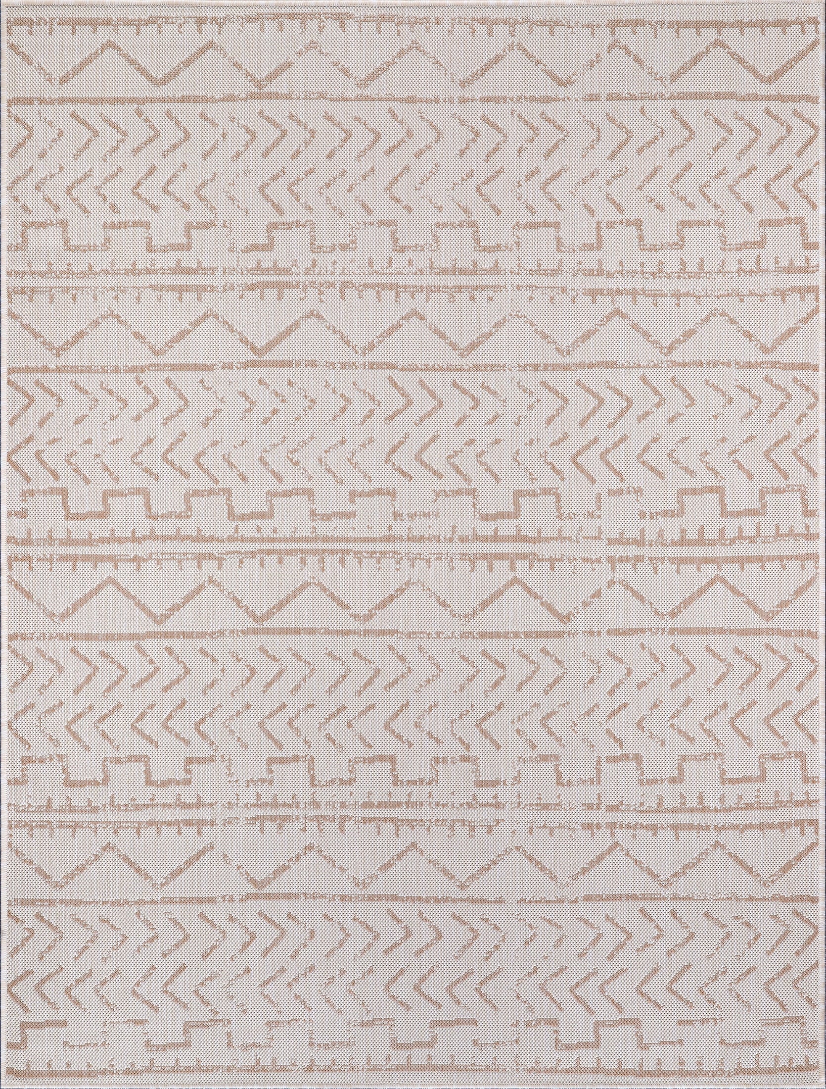 Beverly Rug Outdoor Rug 6' x 9' Patio, Porch, Garden Beige and White