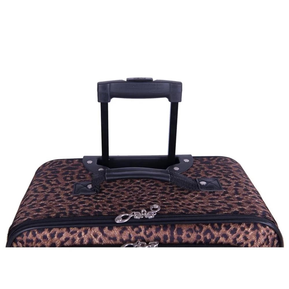 Pemberly Row Traditional Polyester 5-Piece Luggage Set in Leopard