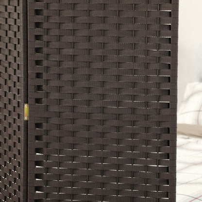 HOMCOM Room Divider, 4 Panel Folding Privacy Screen, 5.6' Tall Freestanding Partition for Home Office, Bedroom, Brown