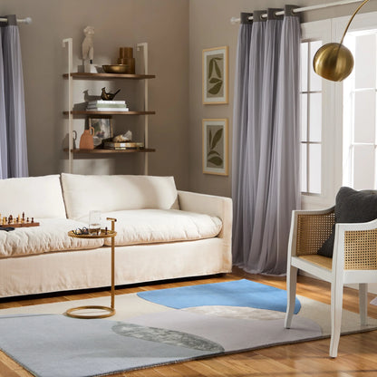 TOWN & COUNTRY LUXE Olso Abstract Colorblock Handcrafted Wool Area Rug, Beige/Blue/Grey, 5'x7'
