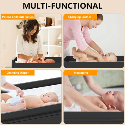NEILA Changing Table Dresser with 6 Drawers and Power Outlets - Nursery Storage Organizer with Removable Changing Pad