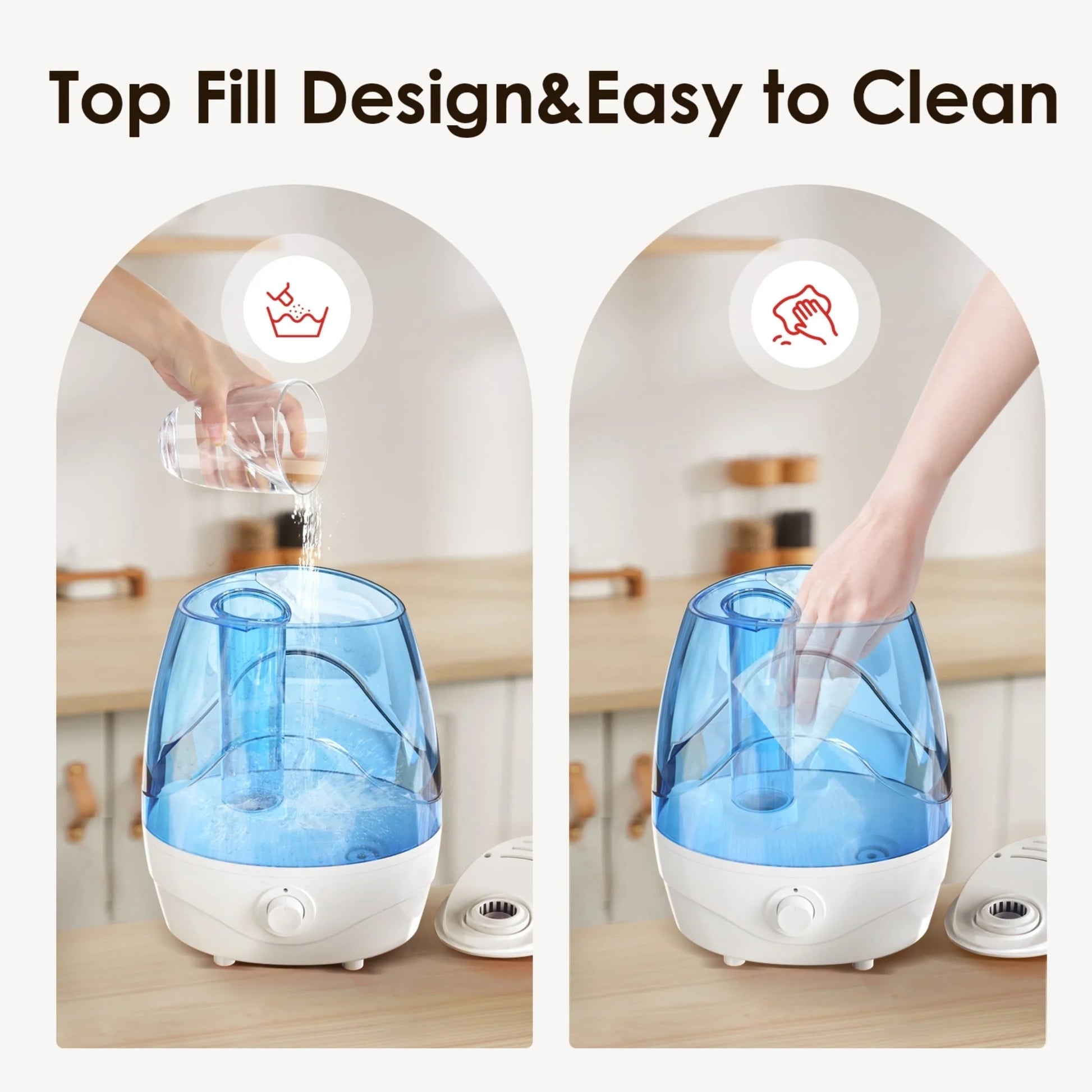Humidifiers for Bedroom Mideum Room Home, 3.2L Cool Mist Top Fill Ultrasonic Humidifier for Baby and Plants, with Aroma Pad , Auto Shut-off, White