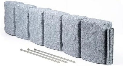 Beuta Landscape Edging | Garden Edging Border | Faux Stone Block XL for Lawn Edging, Flower Beds & Yard Edging - 1 Pack | Each Section Has 6 Blocks 48" L x 4" W x 9.5" H | 3 Spikes | Sandstone