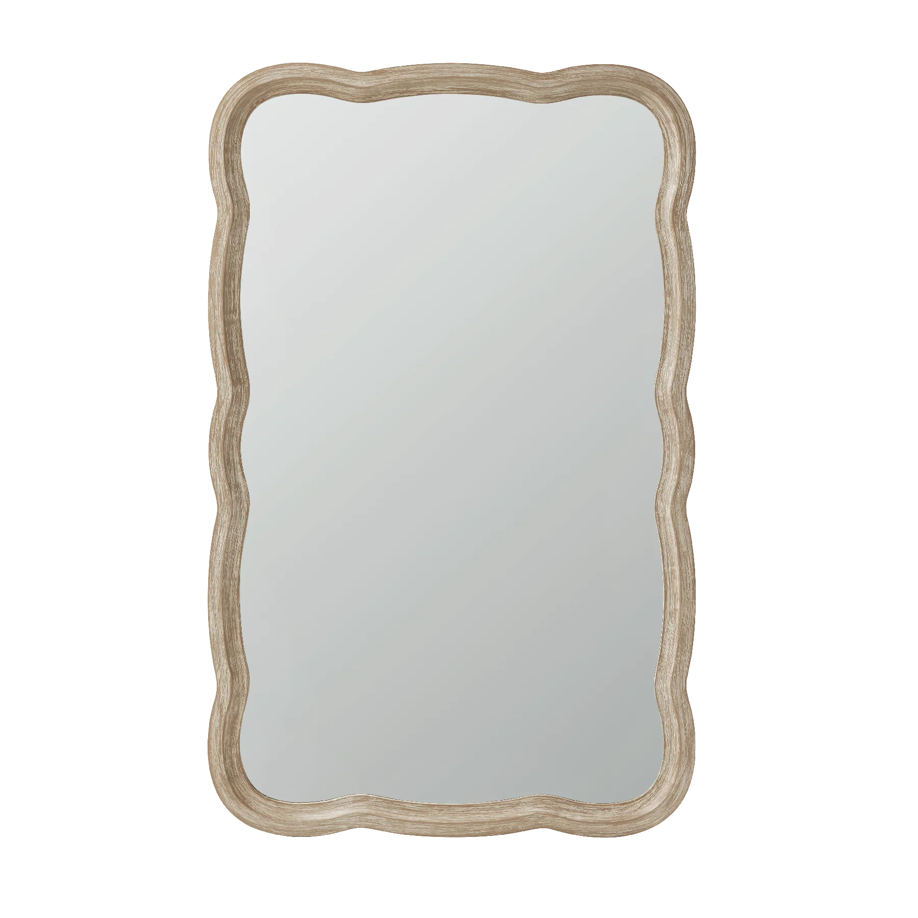 COZAYH Curved Wood Frame Accent Mirror, Farmhouse French Country Decorative Wall Mirror, Rectangle 23.5" L x 38" W, Natural