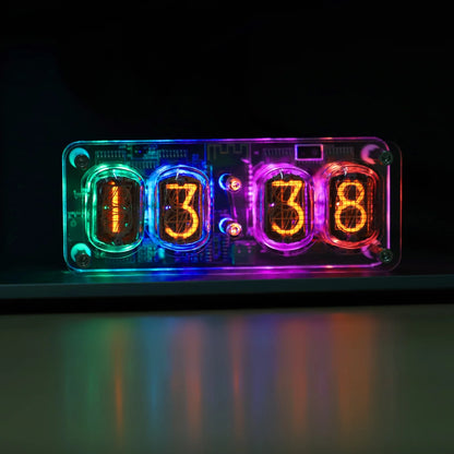 Nixie Tube Clock with IN-12 Tubes, Luminous Clock, Retro Modern Desk Vintage Punk Digital Desktop Creative Ornaments USB Type-C Connection Type