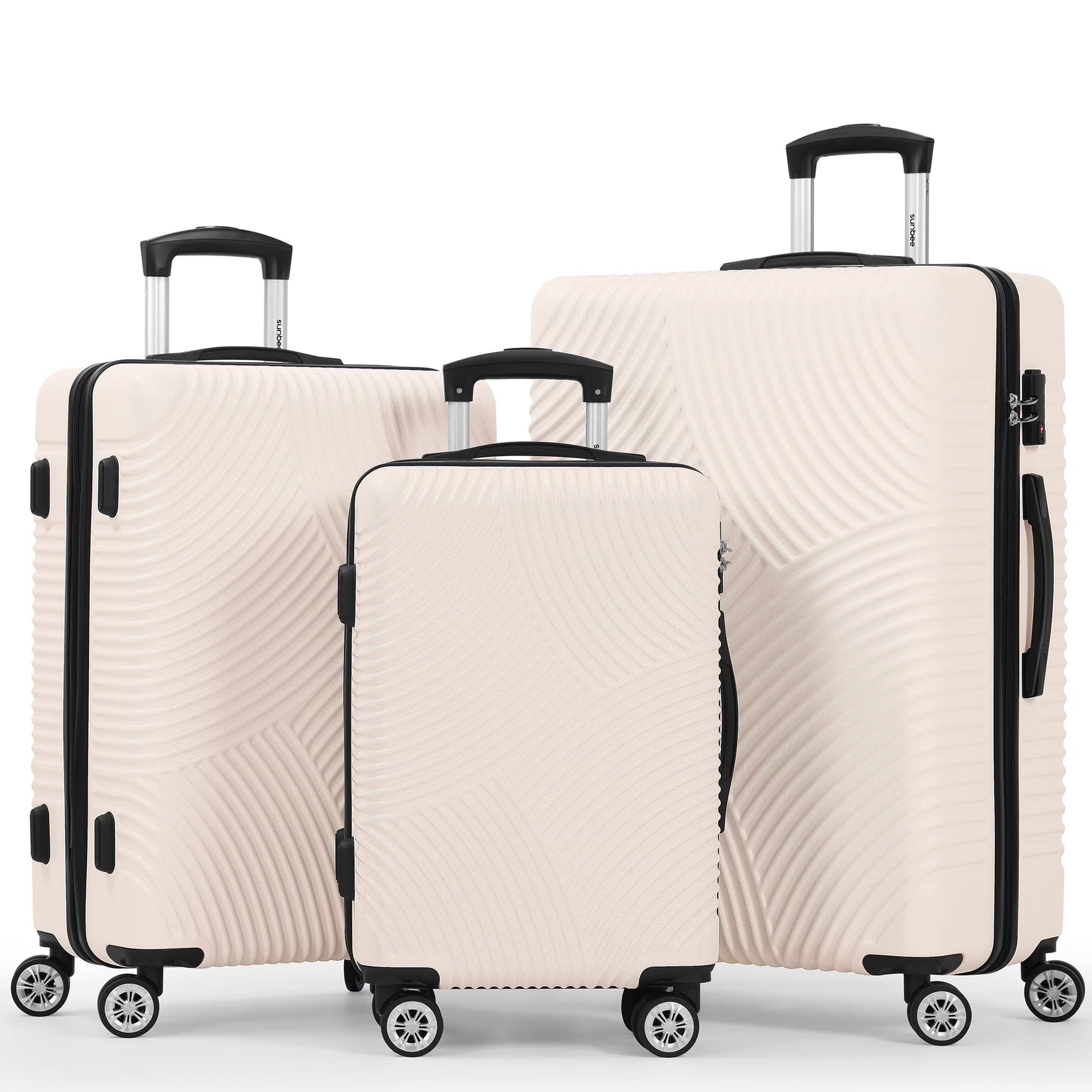 Sunbee Luggage Sets 3 Piece Hardshell Luggage Hardside Luggage Set Lightweight Suitcases with Spinner Wheels, TSA Lock