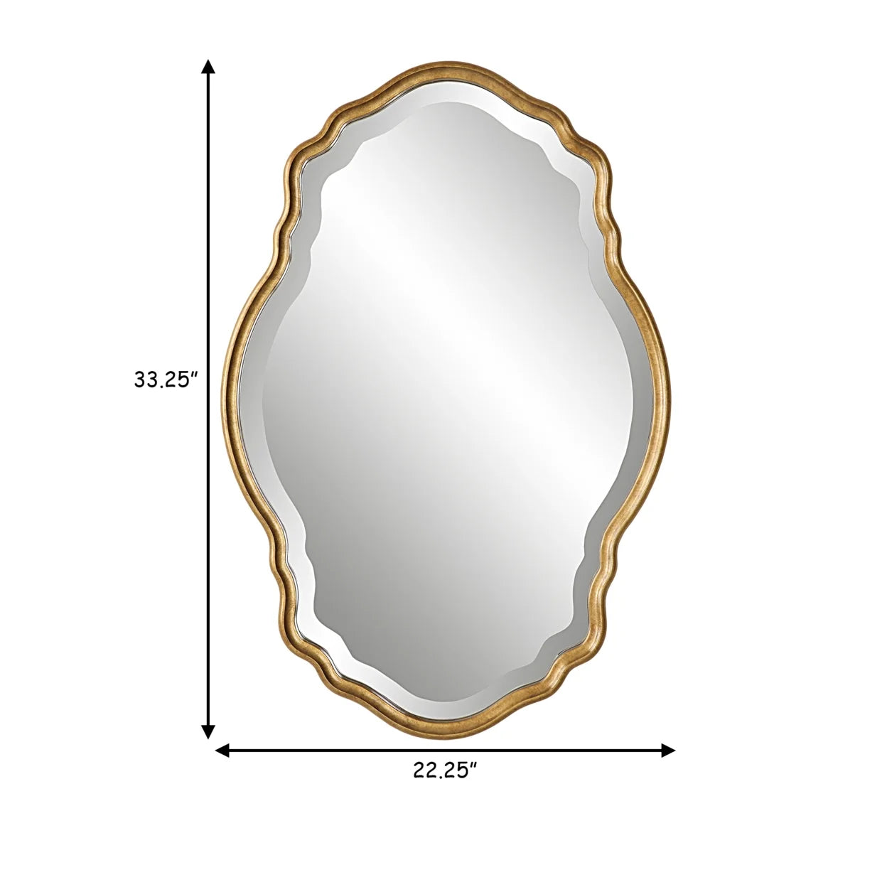 33 Inch Wood Wall Mirror, Elongated Quatrefoil, Gold, Saltoro Sherpi